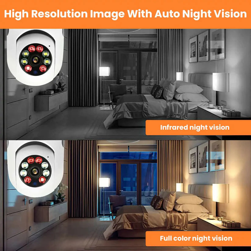 🔐Purrrfectly Secure: 360° Smart Bulb Security Camera