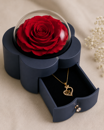Elegant Preserved Rose & Necklace Gift Box
